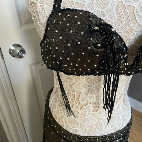 Black with brown accents shimmery belly dance costume. - Picture 11 of 15